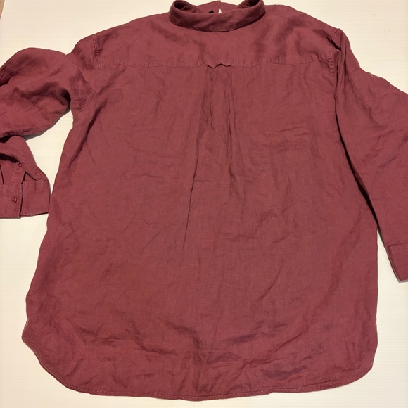 Athleta Playa Shirt Linen Button Down Top 1X Rust Brick Red - Picture 7 of 7
